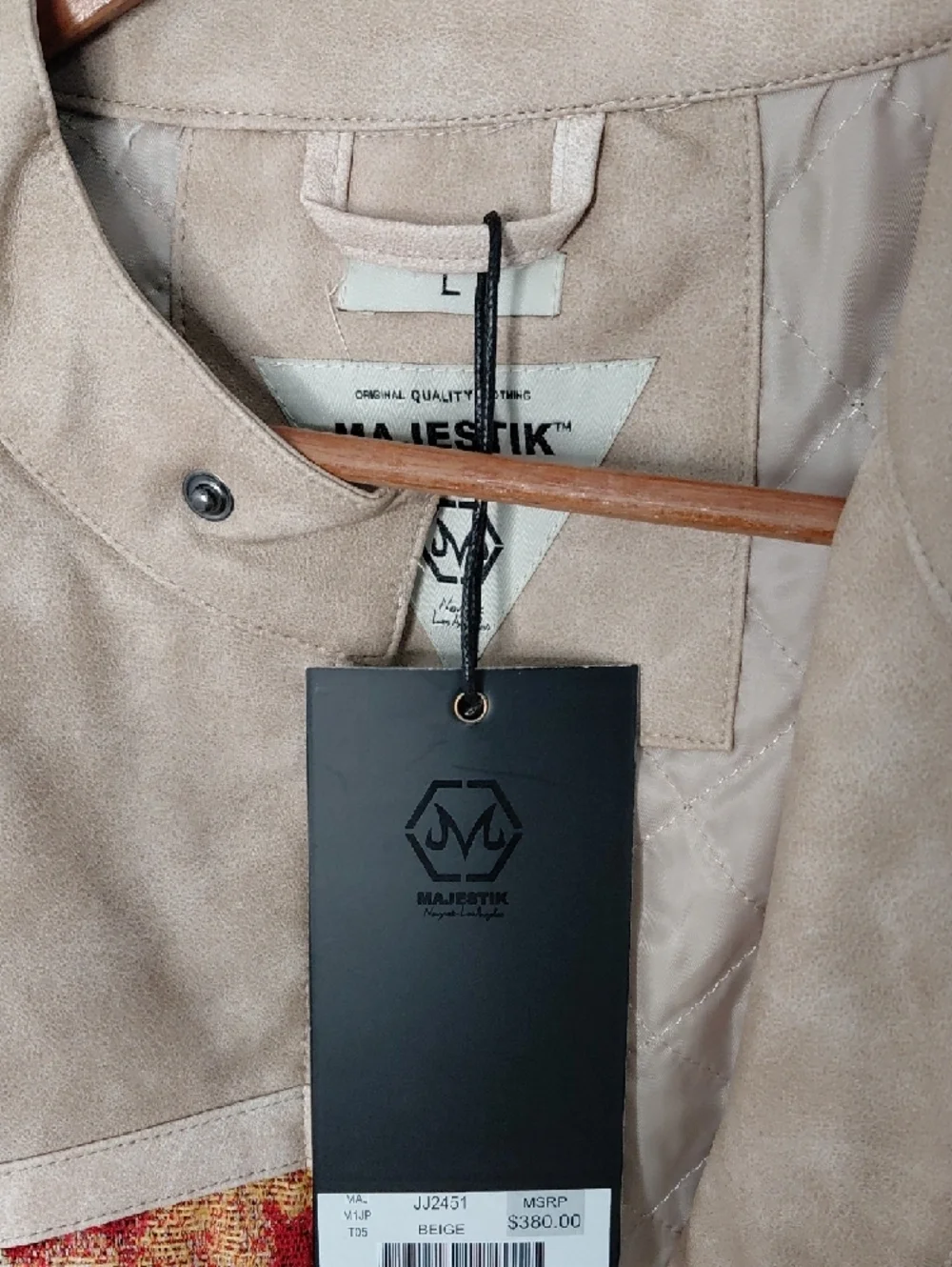 Beige Racing Graphic Leather Jacket - Picture 8 of 12